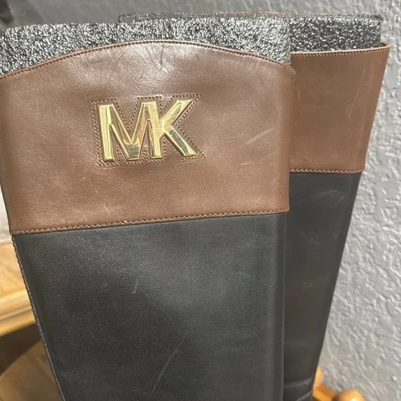 Michael Kors Black Mid-Calf Leather Boots - Picture 3 of 9